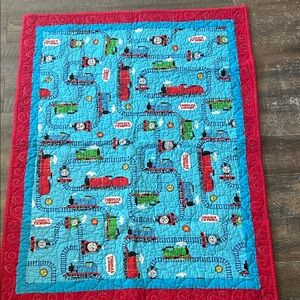 Adorable Hand-Stitched Thomas the Tank Engine Train Crib Quilt  James Percy